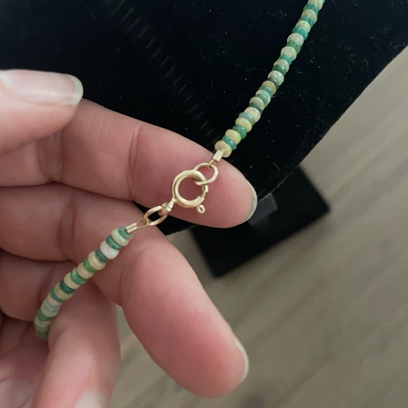 Real Chrysoprase + 14kt clasp 16" necklace. - Picture 3 of 3